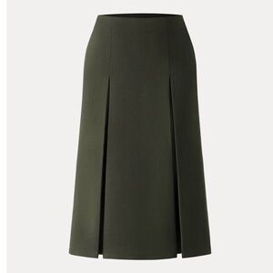 OGL Olive A-Line Pin Tuck Midi Skirt